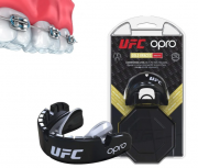 Капа OPRO Gold Braces UFC Hologram Black Metal / Silver фото